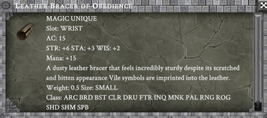 LEATHER BRACER OF OBEDIENCE item card